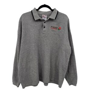 VTG Purdue 2001 Rose Bowl‎ Mens XL Gray Long Sleeve Polo Shirt
